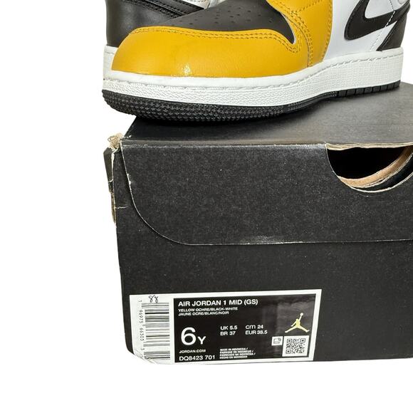 Nike Air Jordan 1 Retro Mid Taxi Yellow White Black DQ8423-701 Size 6Y/W7.5 - Picture 10 of 10